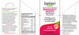 Label for Beveri Immunity Boost Natural Tropical Fruit Flavor