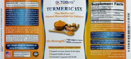 Label for Turmeric 15x 750 mg
