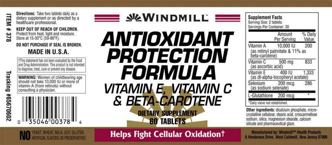 Label for Antioxidant Protection Formula