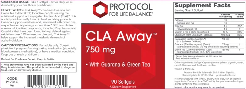 Label for CLA Away 750 mg