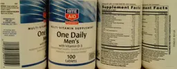 Label for One Daily Men's With Vitamin D-3