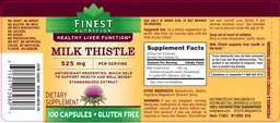 Label for Milk Thistle 525 mg