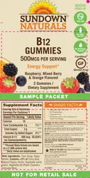 Label for B12 Gummies 500 mcg