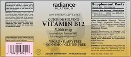 Label for Quick Dissolving Vitamin B12 5,000 mcg