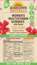 Label for Women's Multivitamin Gummies With Biotin Raspberry Flavored