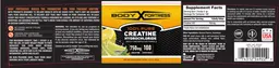 Label for 100% Pure Creatine Hydrochloride 750 mg Lemon lime