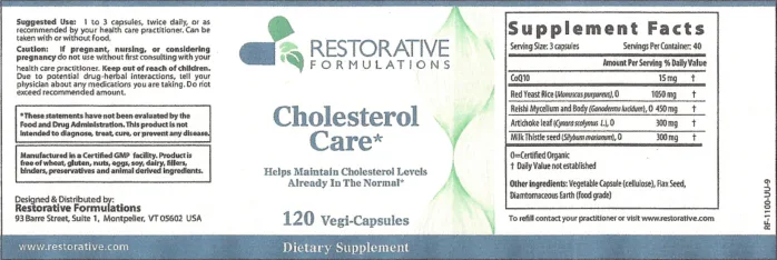 Label for Cholesterol Care