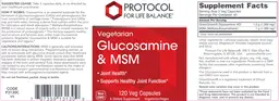 Label for Vegetarian Glucosamine & MSM