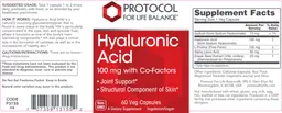 Label for Hyaluronic Acid 100 mg With Co-Factors