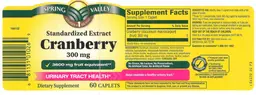 Label for Standardized Extract Cranberry 300 mg