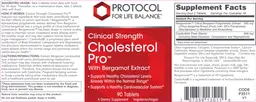 Label for Cholesterol Pro