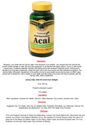 Label for Natural Wild Harvested Acai