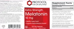 Label for Extra Strength Melatonin 10 mg