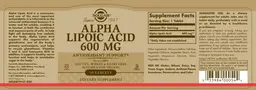 Label for Alpha Lipoic Acid 600 mg