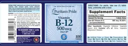 Label for Vitamin B-12 500 mcg