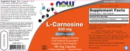 Label for L-Carnosine 500 mg