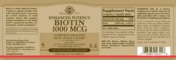 Label for Enhanced Potency Biotin 1000 mcg