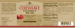 Label for Natural Cran-Raspberry Flavor Chewable Vitamin C 500 mg