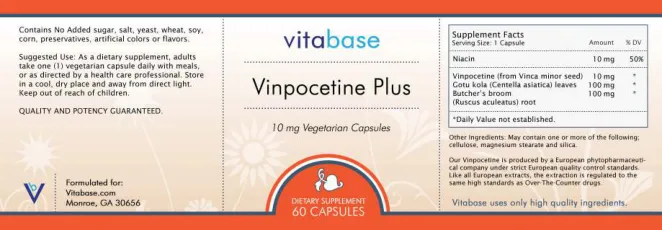 Label for Vinpocetine Plus 10 mg