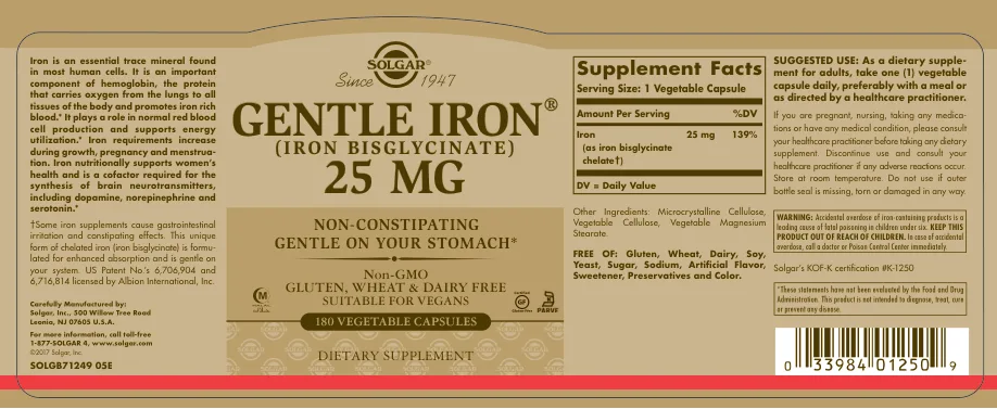 Label for Gentle Iron 25 mg