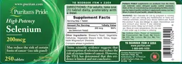 Label for High Potency Selenium 200 mcg