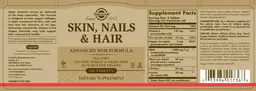 Label for Skin, Nails & Hair