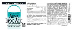 Label for Alpha Lipoic Acid Timed Release