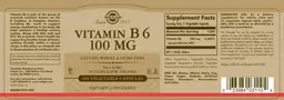 Label for Vitamin B6 100 mg