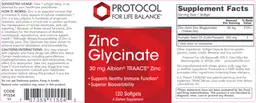 Label for Zinc Glycinate 30 mg