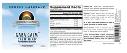 Label for GABA Calm Peppermint Flavor