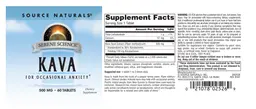 Label for Kava 500 mg