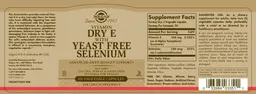 Label for Vitamin Dry E With Yeast Free Selenium