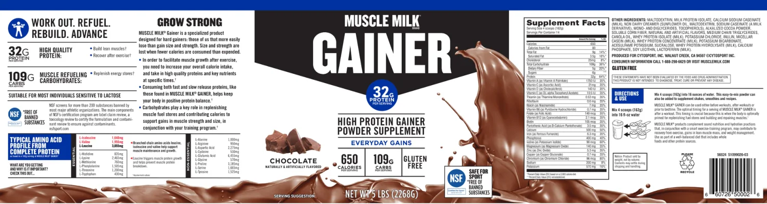 Label for Gainer Chocolate