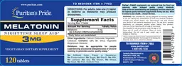 Label for Melatonin 3 mg