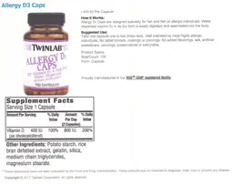 Label for Allergy D3 Caps