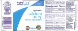 Label for Oyster Shell Calcium 500 mg