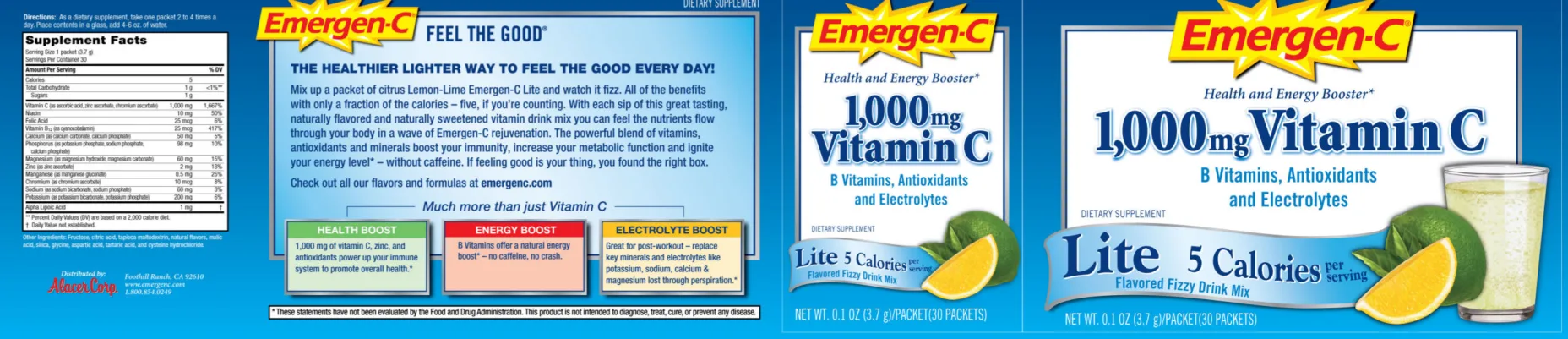 Label for 1,000 mg Vitamin C Lite