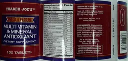 Label for Multi Vitamin & Mineral Antioxidant
