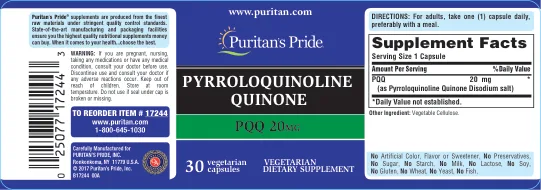 Label for Pyrroloquinoline Quinone