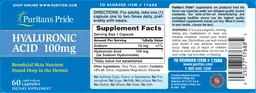 Label for Hyaluroinic Acid 100 mg