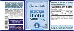 Label for Super Biotin 5000 mcg
