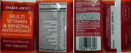 Label for Multi Vitamin & Mineral Antioxidant