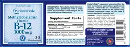 Label for Methylcobalamin Vitamin B-12 1000 mcg