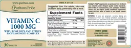 Label for Vitamin C 1000 mg