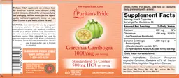 Label for Garcinia Cambogia 1000 mg