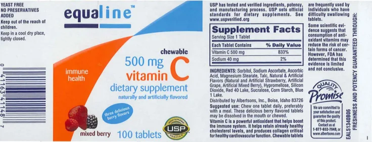 Label for Chewable Vitamin C 500 mg