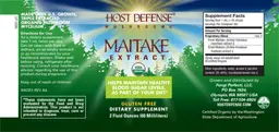 Label for Maitake Extract