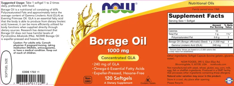 Label for Borage Oil 1000 mg