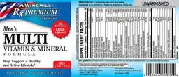 Label for Men's Multi Vitamin & Mineral Formula