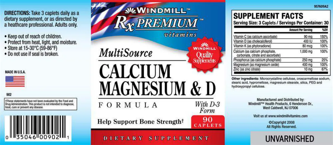 Label for Calcium Magnesium & D Formula